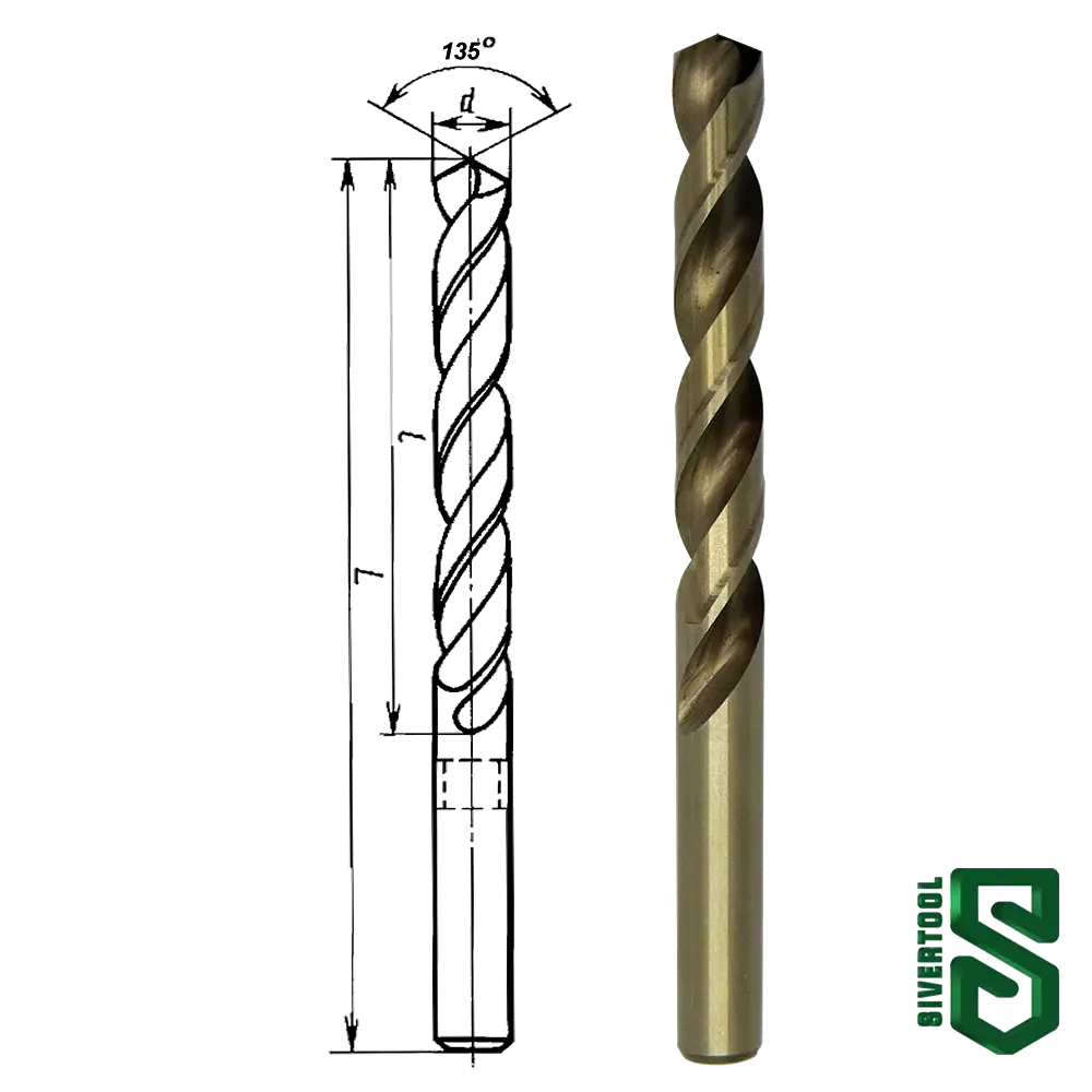 Кобальтове свердло для нержавійки 3,5 мм HSS-Co5 (Р6М5К5) A1 L70/39 "Sivertool"